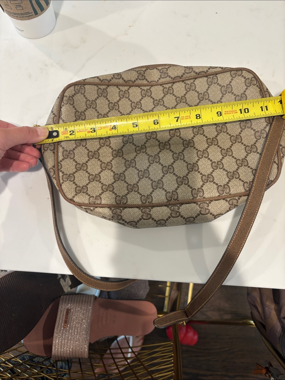 Vintage Gucci Beige and Brown GG Supreme Crossbody Bag - Picture 8 of 8